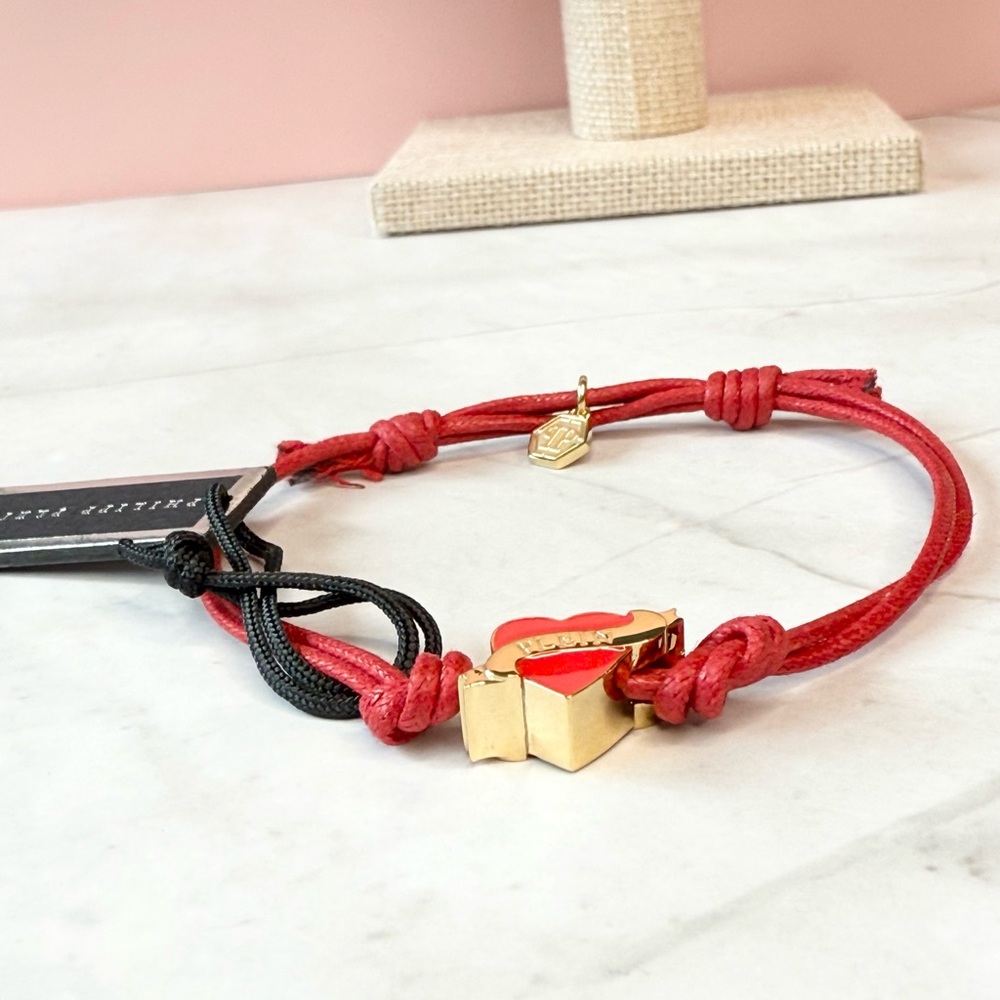 Philipp Plein Red Valentine Heart Toggle Bracelet